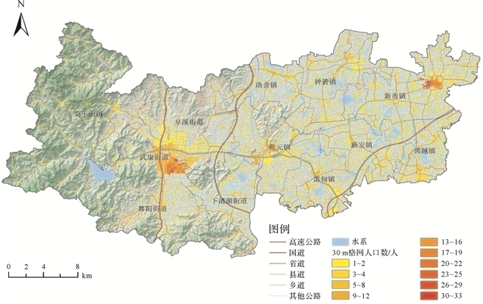 德清30 m人口密度图