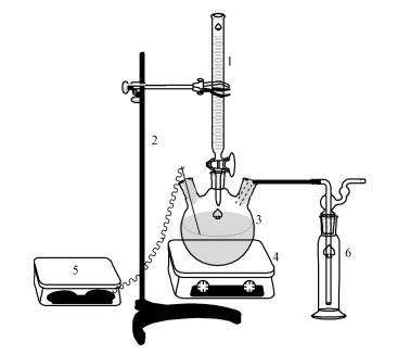 图   氧化脱硫装置(1.酸式滴定管2.铁架台3.三口圆底烧瓶4.