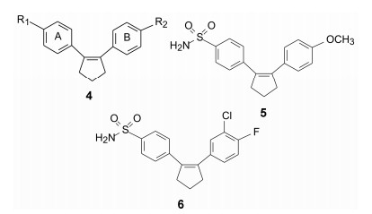 化合物6对cox2和cox1的ic50分别为0.01和5.