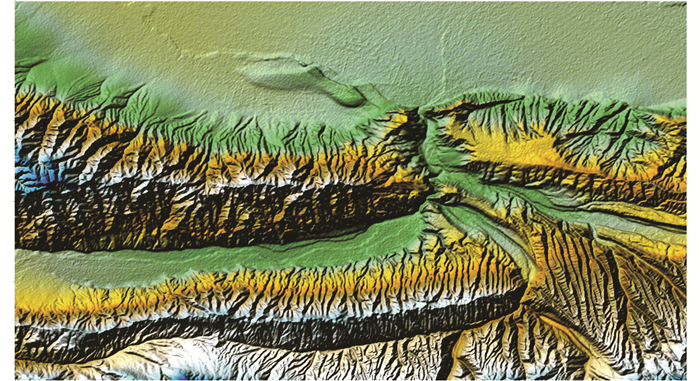 按照分層設色製作的暈渲圖figure shading map produced by